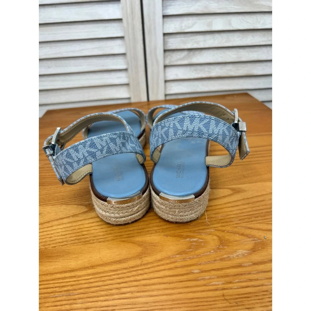 Michael Kors Espadrille Sandals 9.5/10 Blue Strappy Logo Platform